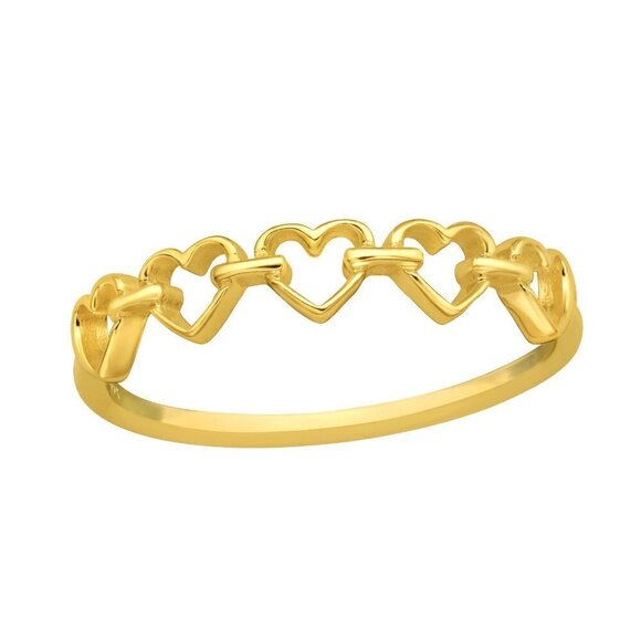 14K Gold Vermeil Heart Band Ring - Picture 1 of 2